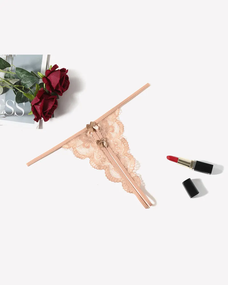 Lace Thongs Low Rise Bow Panties