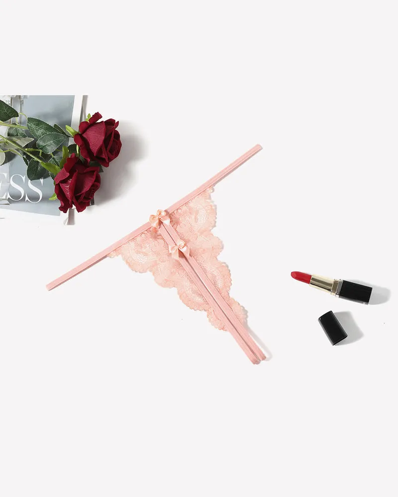 Lace Thongs Low Rise Bow Panties