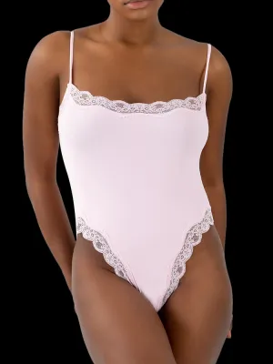 Lace Trim Bodysuit with Adjustable Straps - Slimming Shapewear for Women