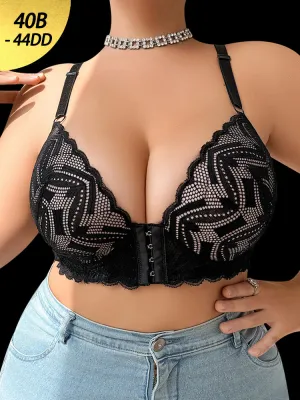 Lace Underwire Push-Up Bra Front Closure Bras - Anti-Sagging Support