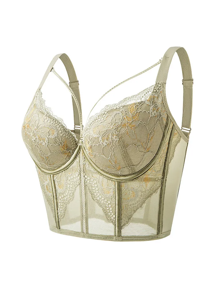 Lace Wireless Bra - Deep V-Neck Adjustable Bralette