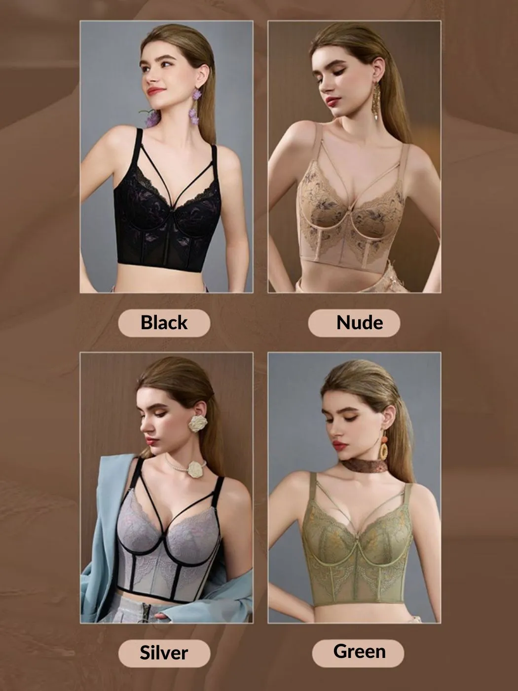 Lace Wireless Bra - Deep V-Neck Adjustable Bralette