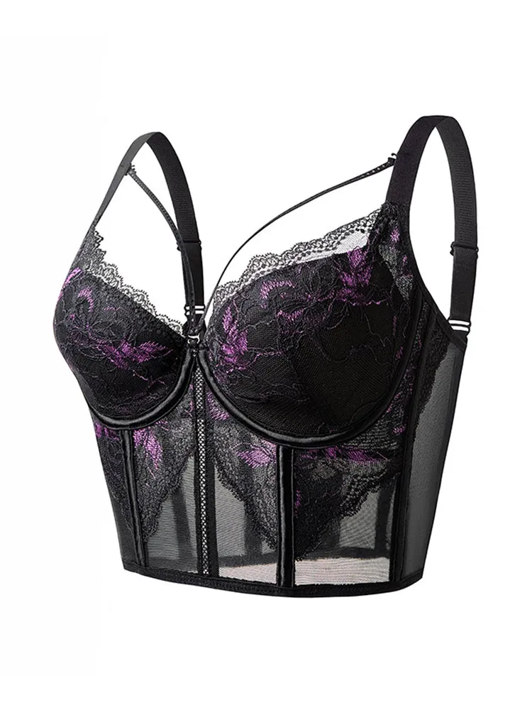 Lace Wireless Bra - Deep V-Neck Adjustable Bralette