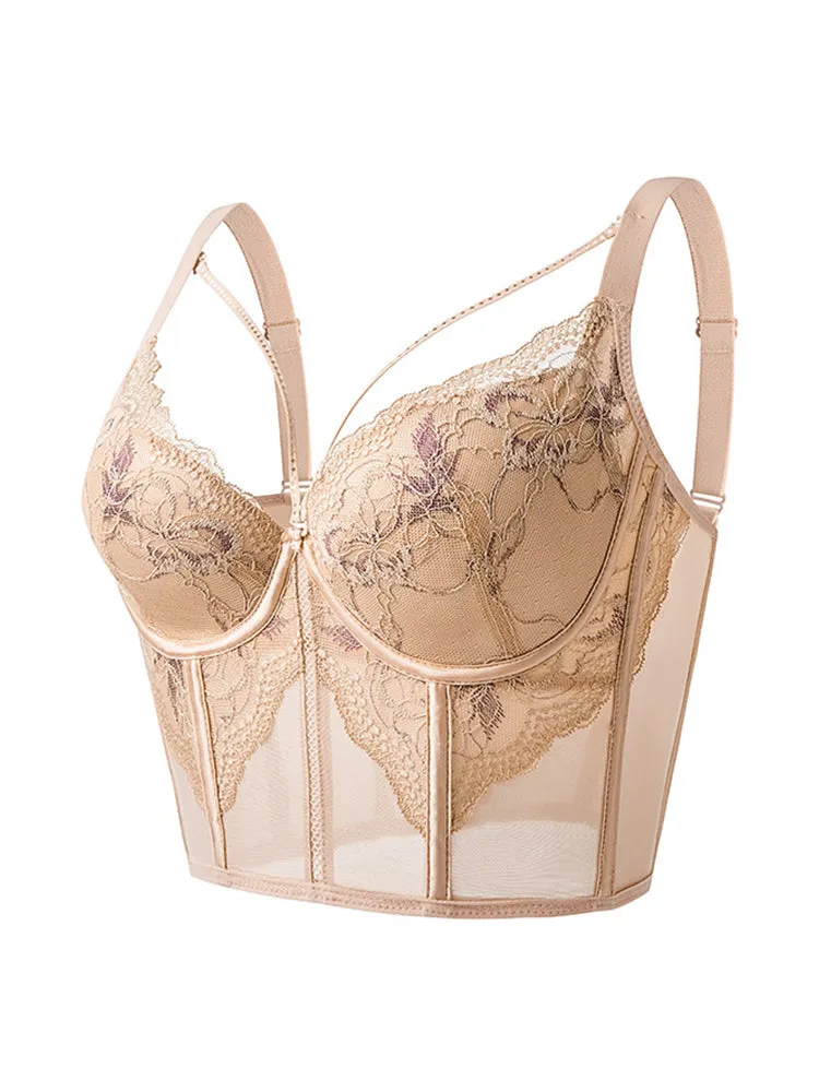 Lace Wireless Bra - Deep V-Neck Adjustable Bralette