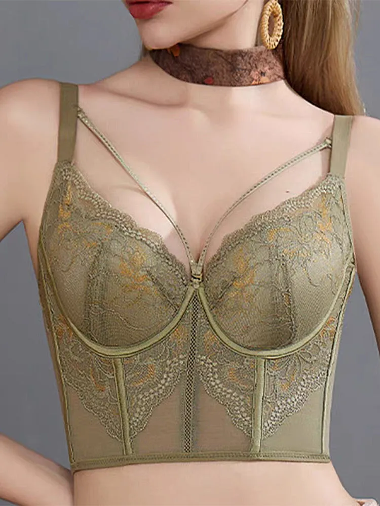Lace Wireless Bra - Deep V-Neck Adjustable Bralette