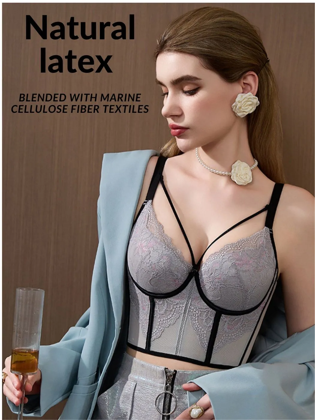 Lace Wireless Bra - Deep V-Neck Adjustable Bralette