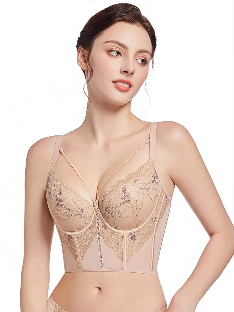 Lace Wireless Bra - Deep V-Neck Adjustable Bralette