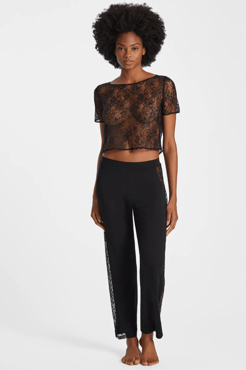 Lazy Days Short Sleeve Lace Top Black