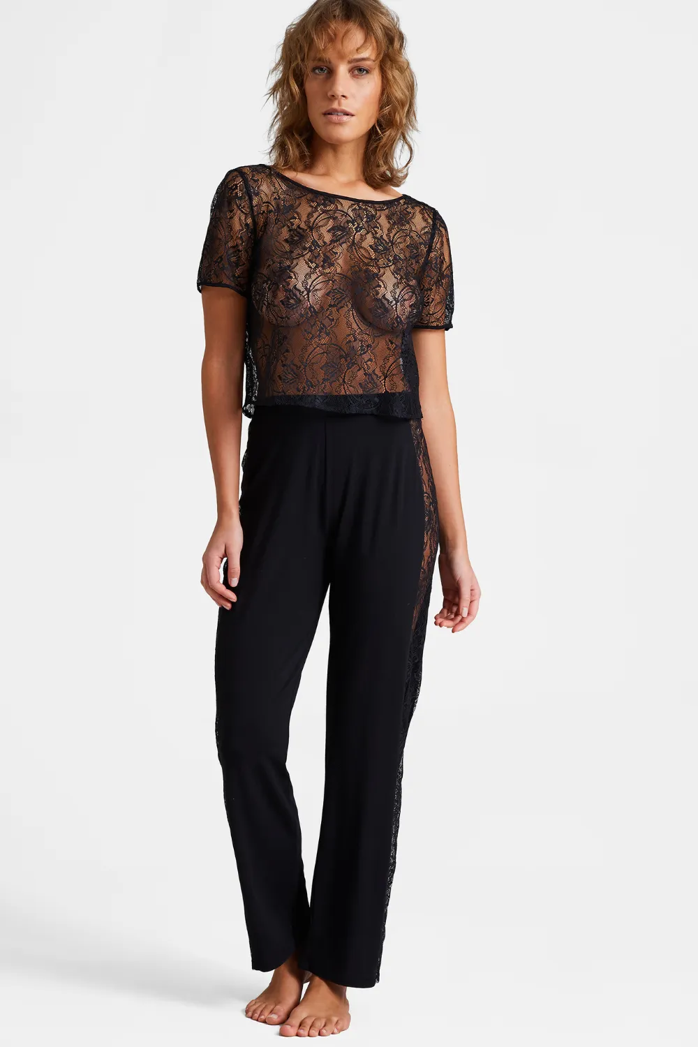 Lazy Days Short Sleeve Lace Top Black