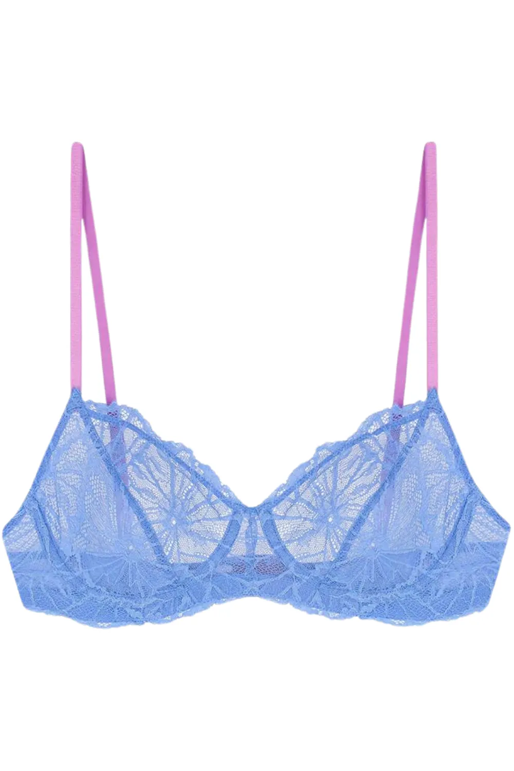 Lena Graphic Lace Underwire Bra Blue
