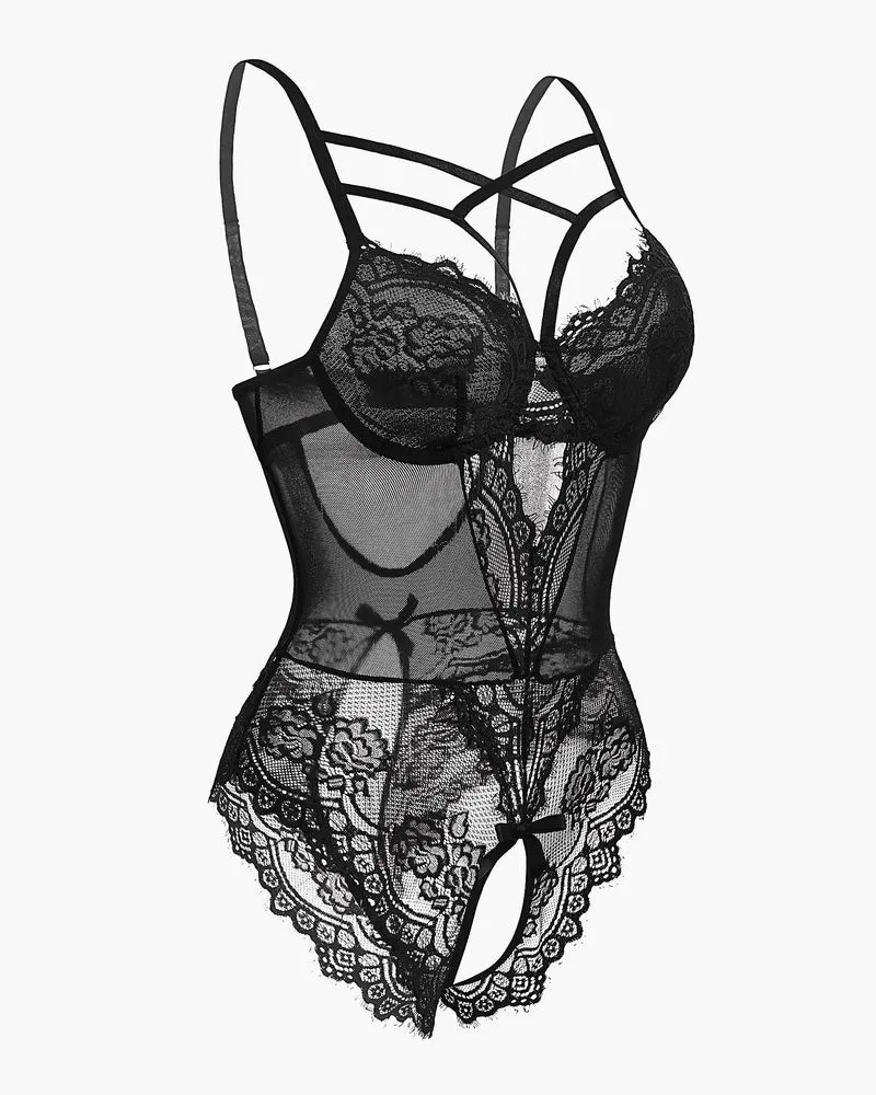 Leopard Lace Harness Bodysuit