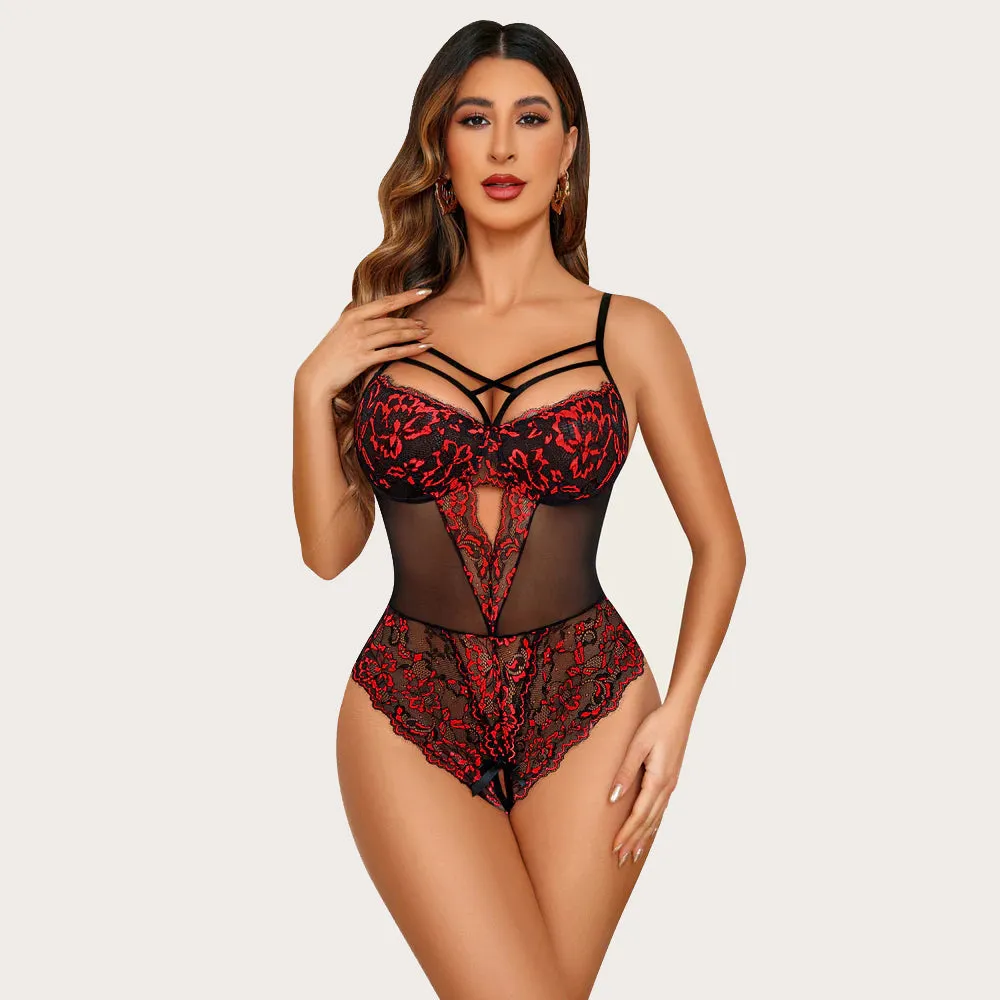 Leopard Lace Harness Bodysuit