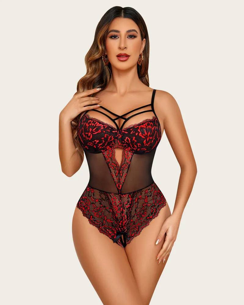 Leopard Lace Harness Bodysuit