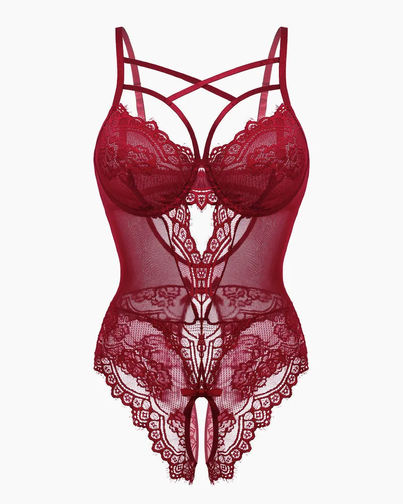 Leopard Lace Harness Bodysuit