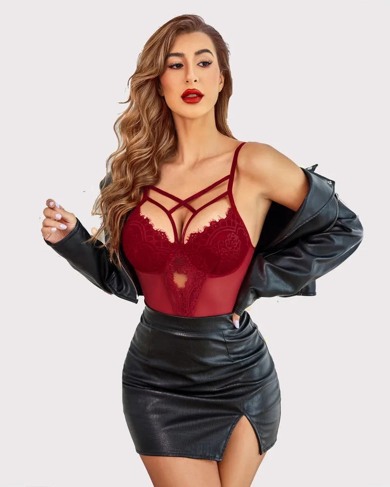 Leopard Lace Harness Bodysuit
