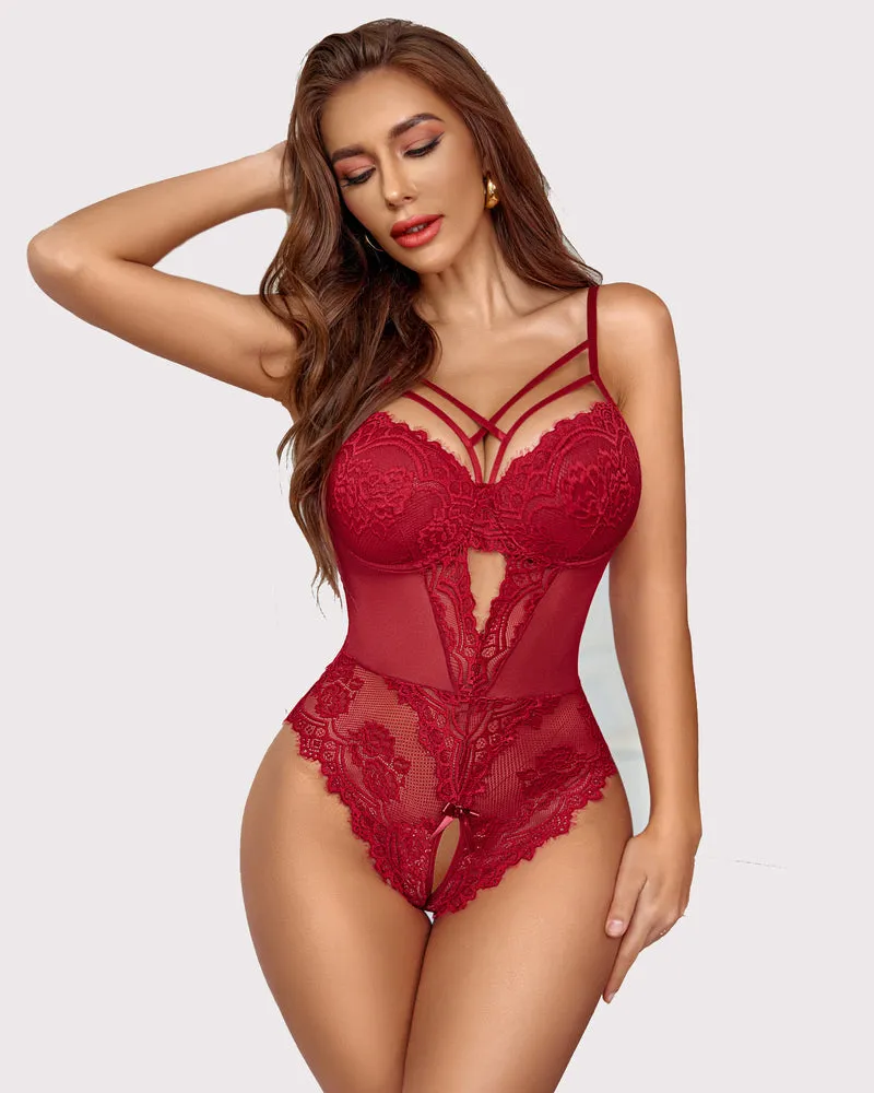 Leopard Lace Harness Bodysuit