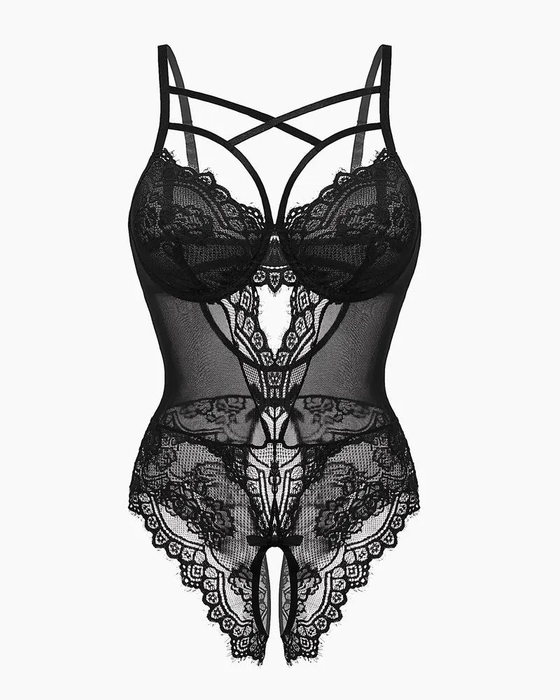 Leopard Lace Harness Bodysuit
