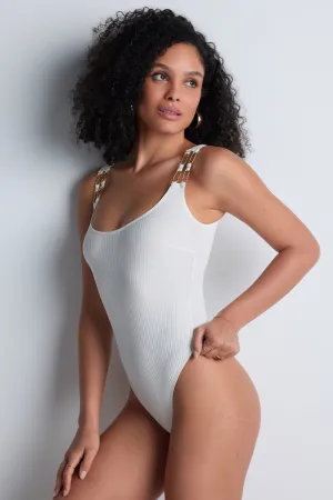 Les Bodys Ribbed Knit Bodysuit in Opale