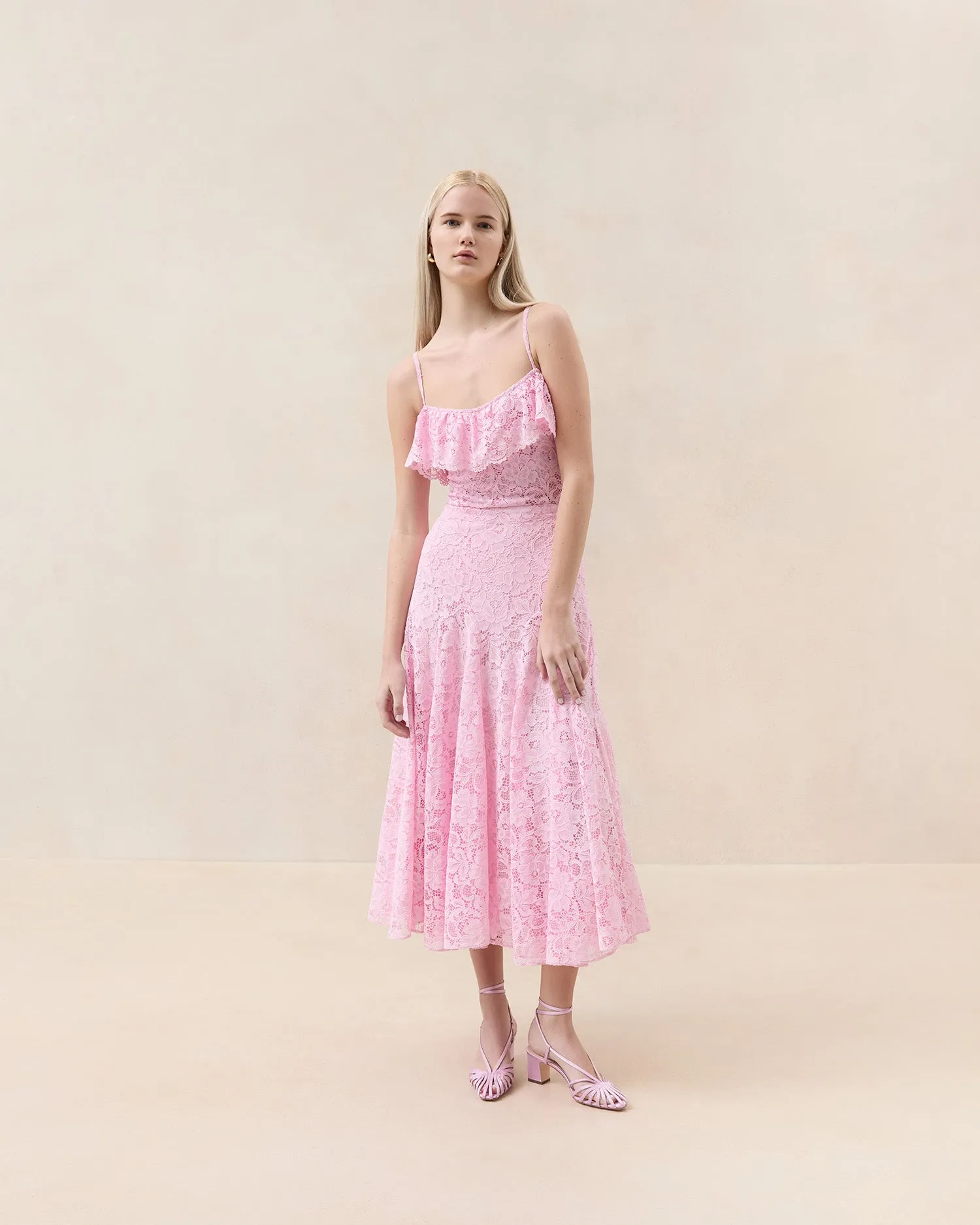 Marion Pink Ruffle Lace Bodysuit