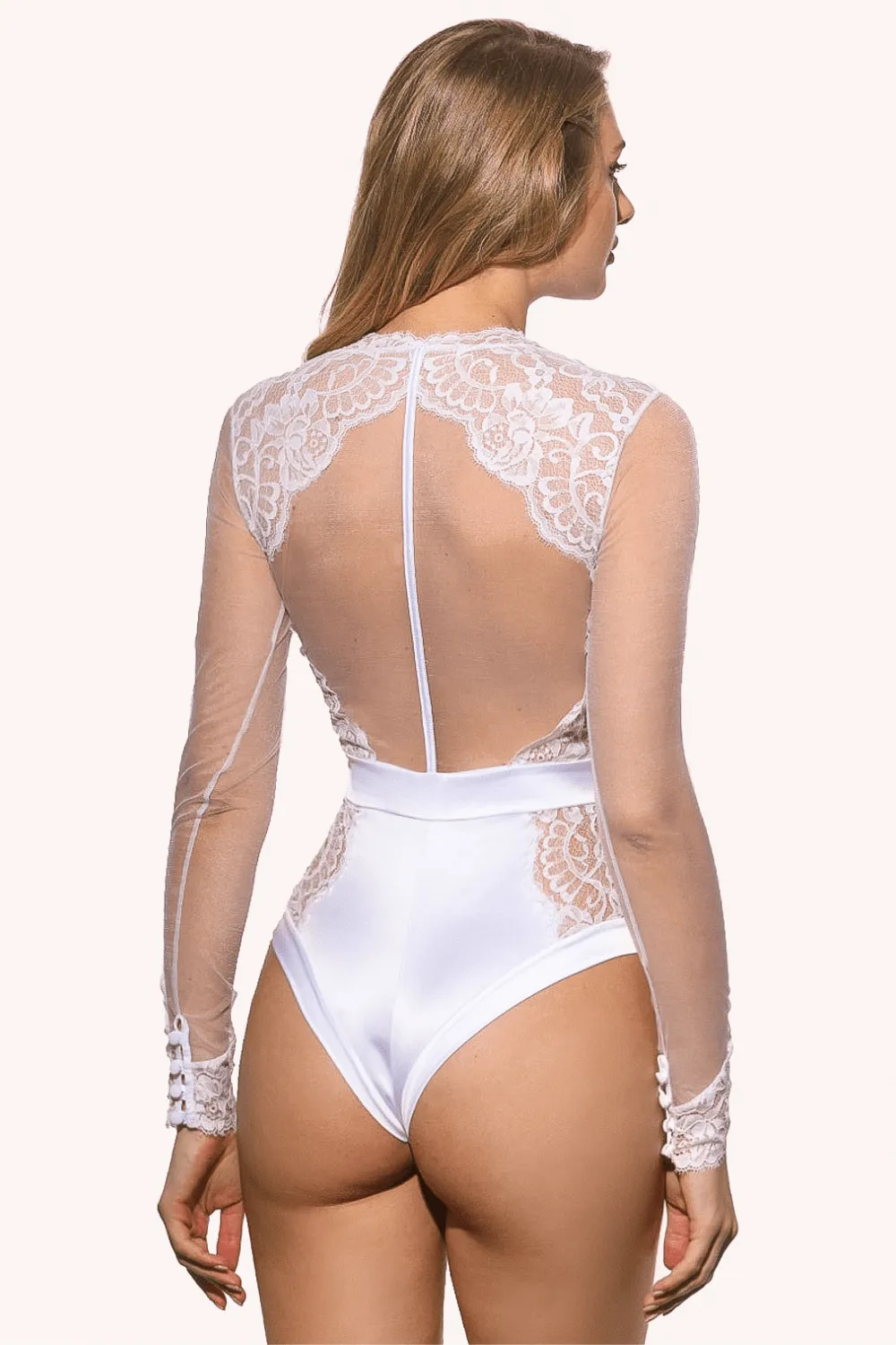 Marlene Brazilian Body with Swarovski Crystals in White, Size L (UK 12)