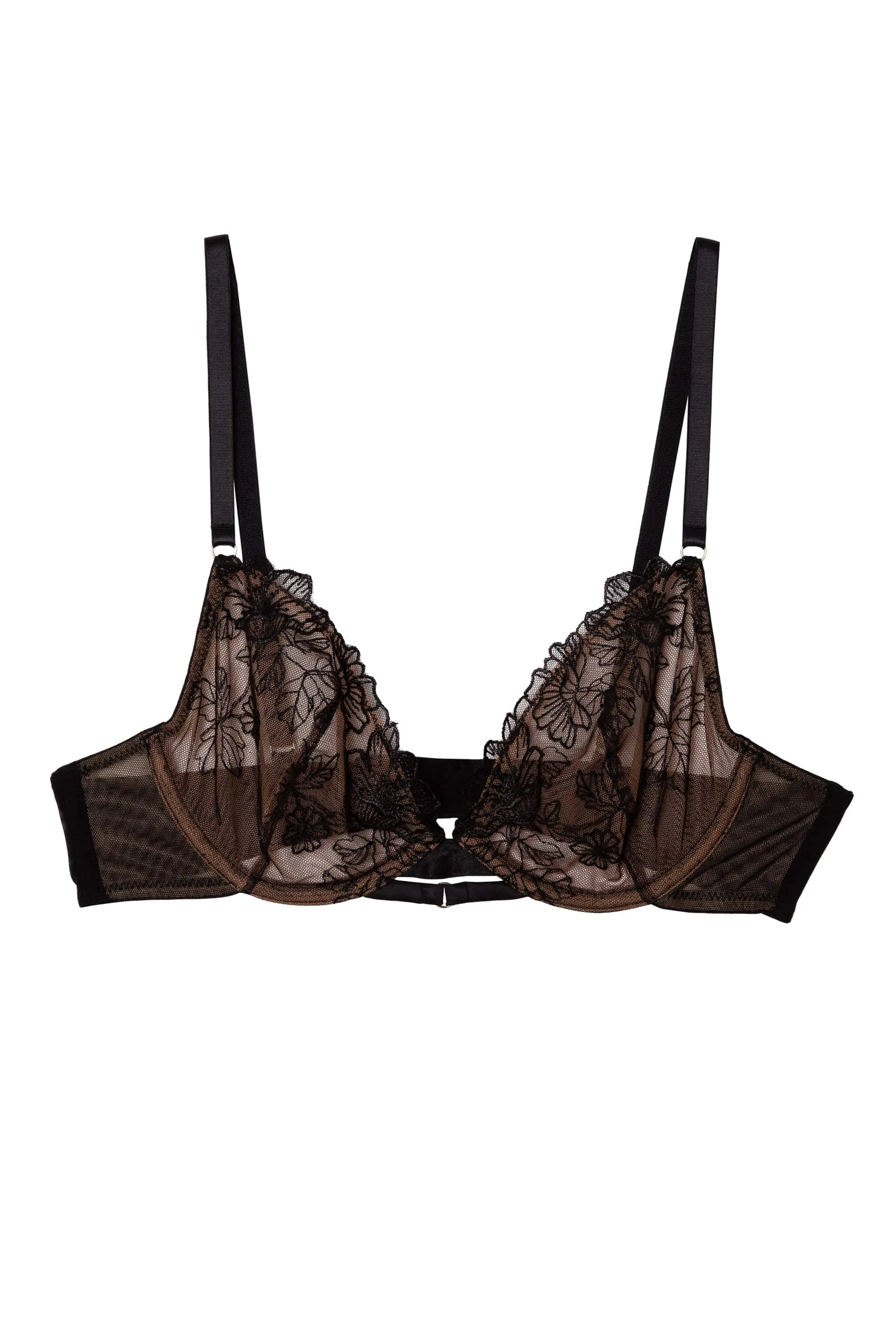 Marlowe Black Floral Embroidered Plunge Bra