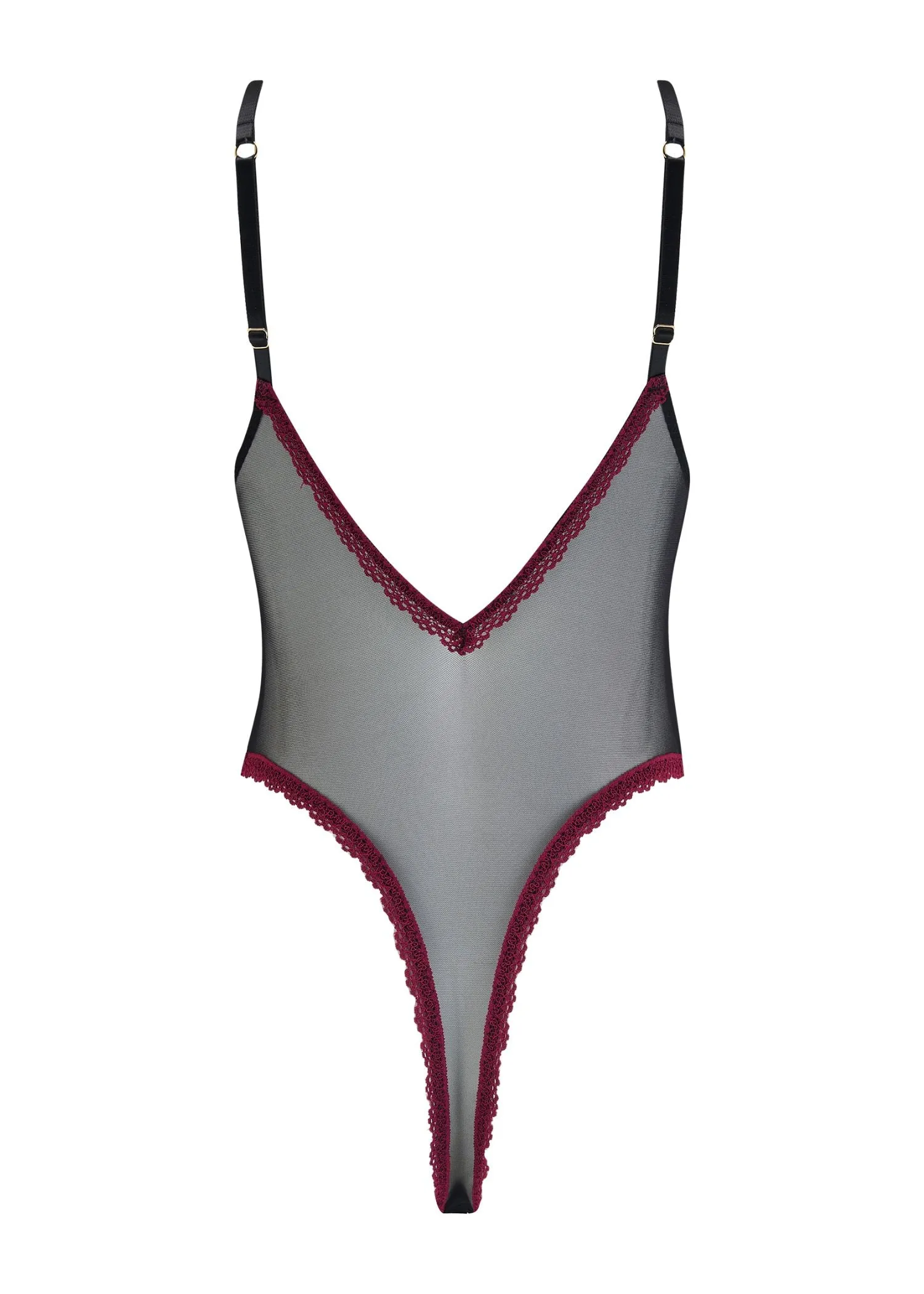Maya Bodysuit (Black/Burgundy)