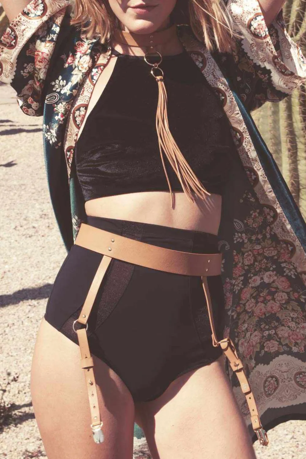 Maze Vegan Leather Suspender Belt