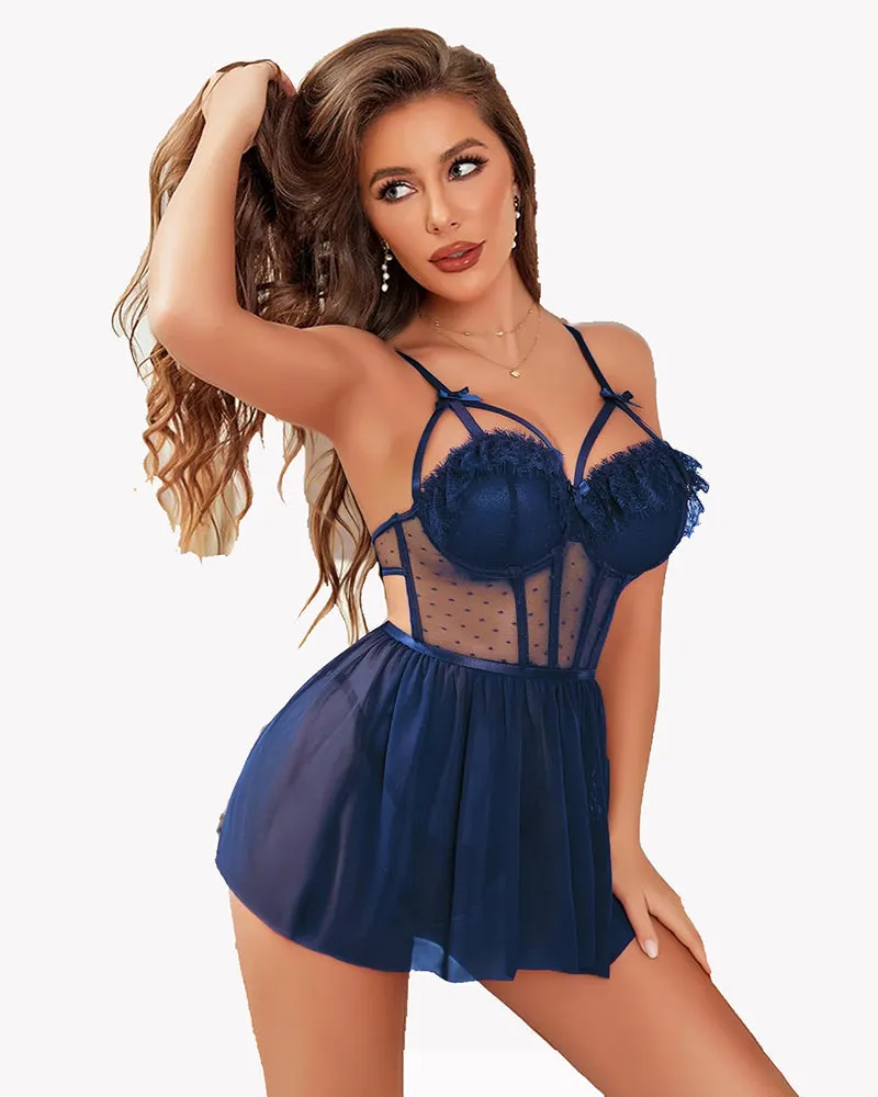 Mesh Chemise Lace Push Up Nightgown