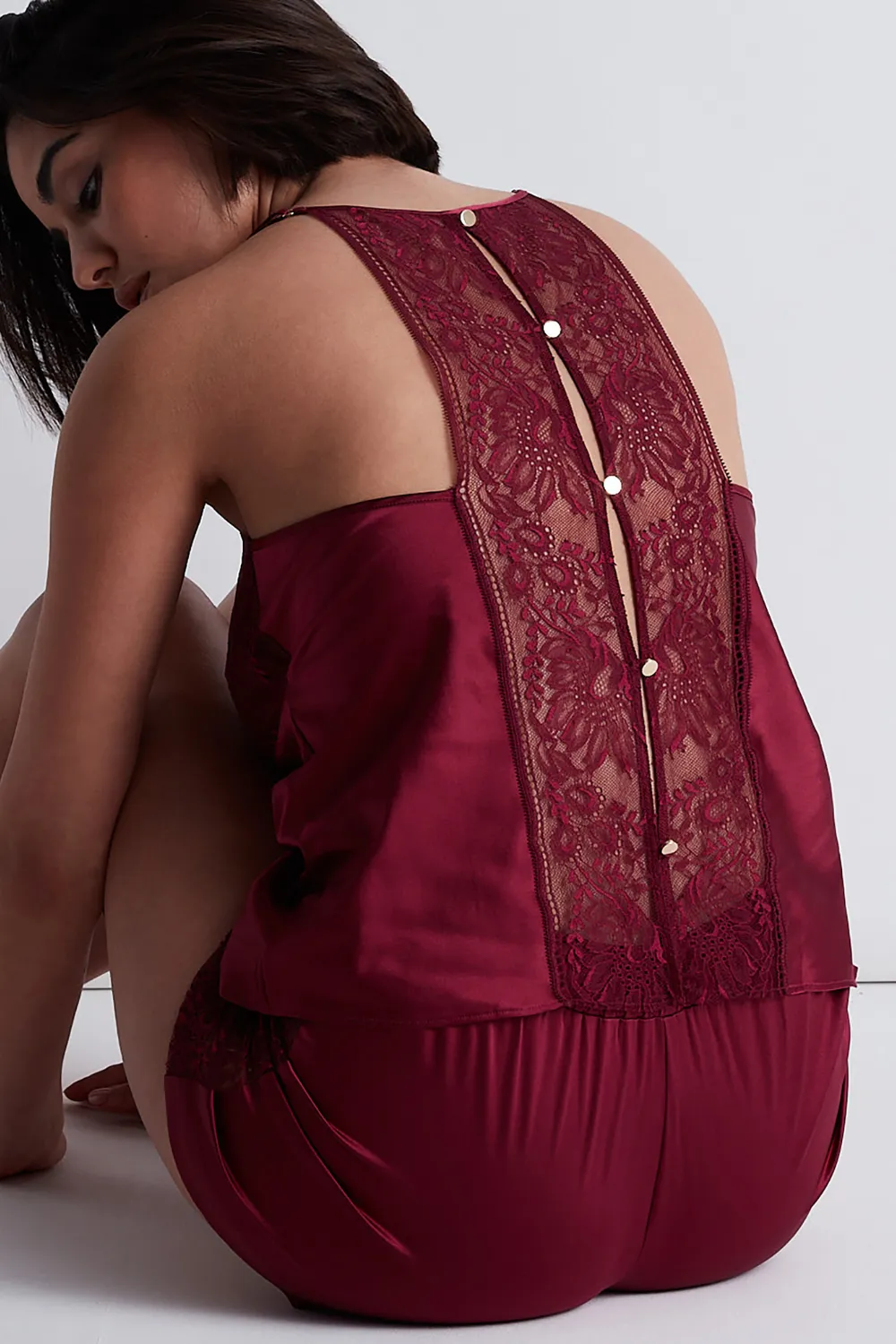 Midnight Whisper Silk Top Crimson Red