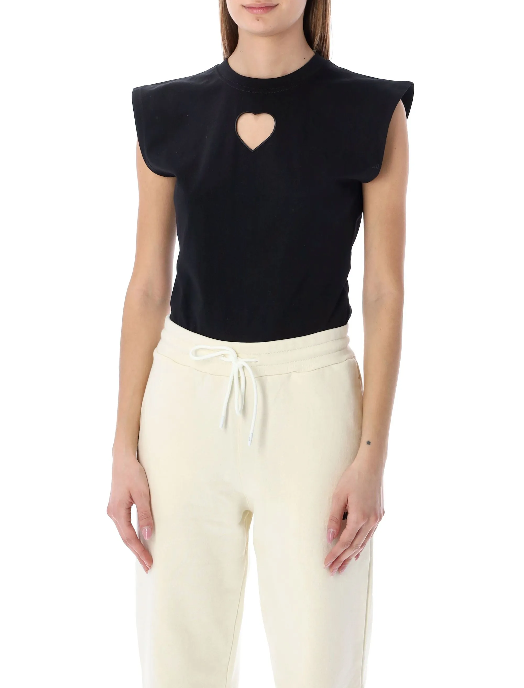 MSGM Heart Cut-Out Detailed Crewneck Bodysuit