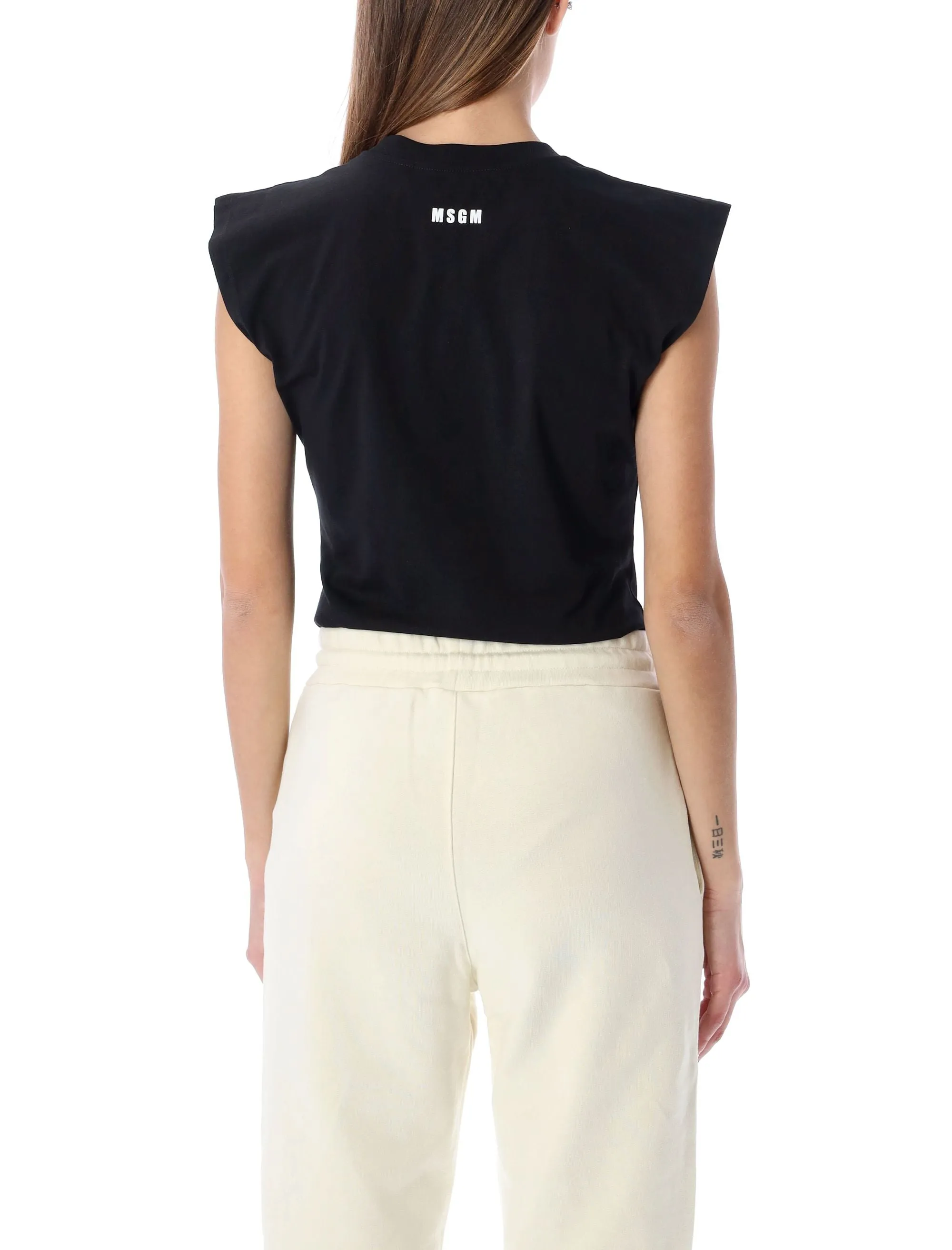 MSGM Heart Cut-Out Detailed Crewneck Bodysuit