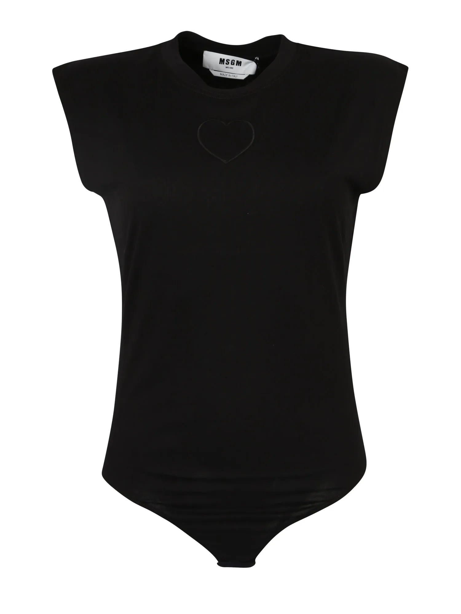 MSGM Heart Cut-Out Detailed Crewneck Bodysuit