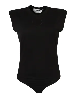 MSGM Heart Cut-Out Detailed Crewneck Bodysuit
