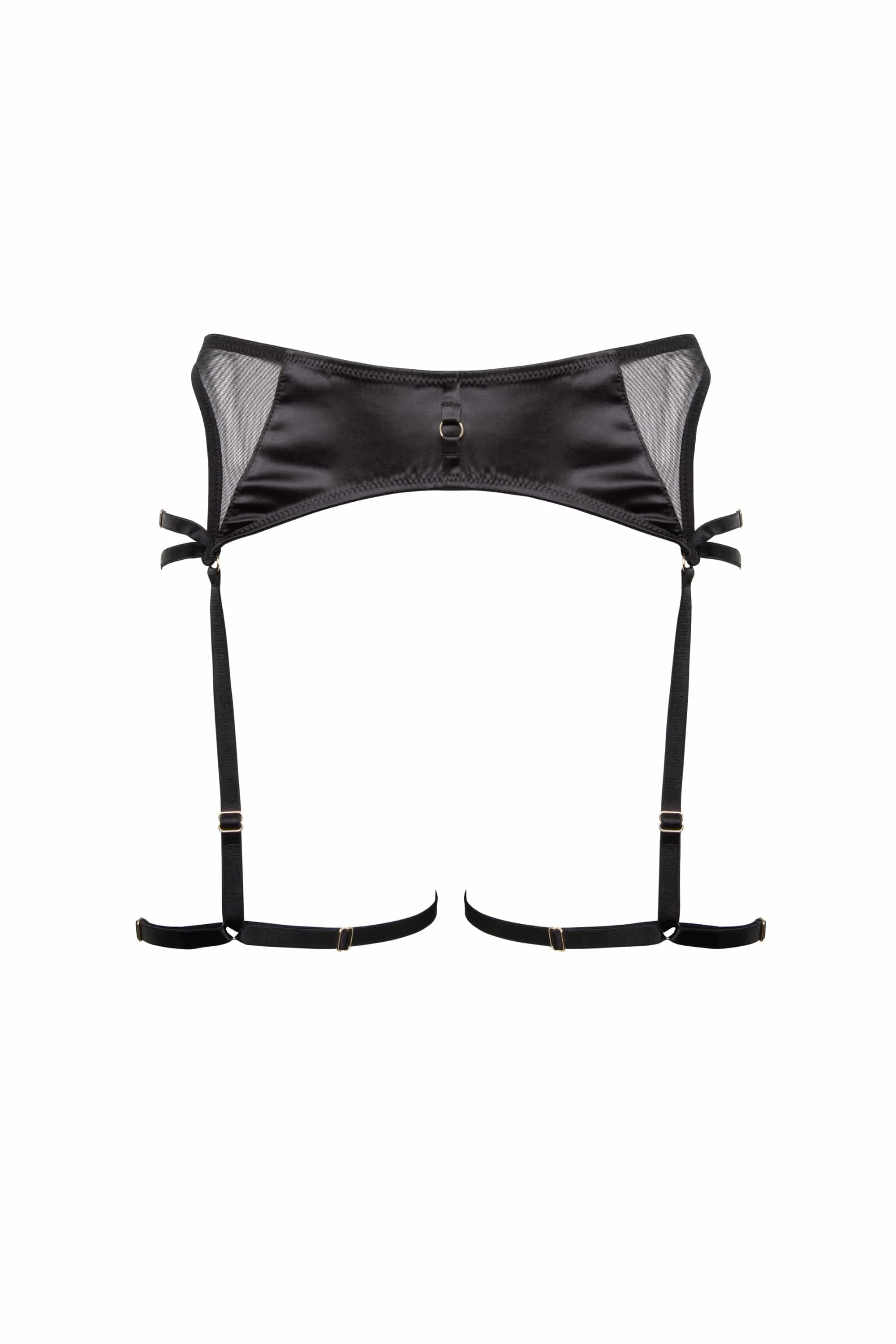 Noelle Black Satin Strappy Suspender Belt