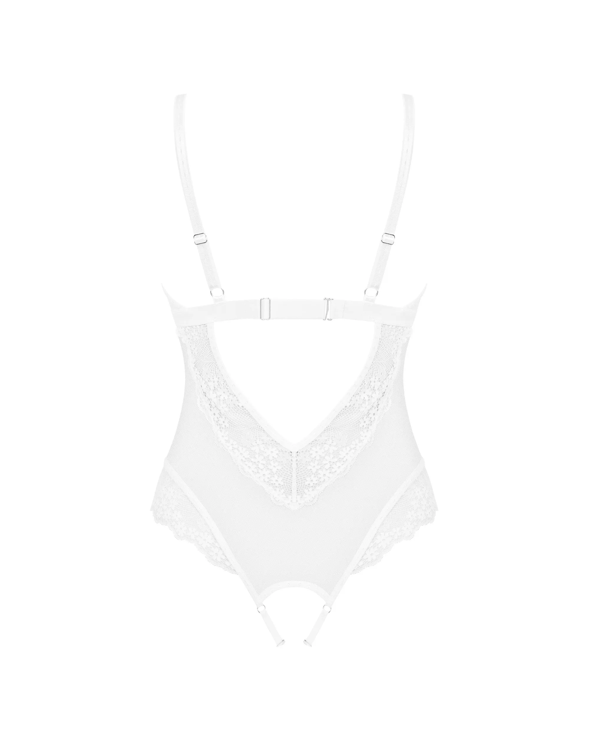 Obsessive Heavenlly Sheer Crotchless Teddy White