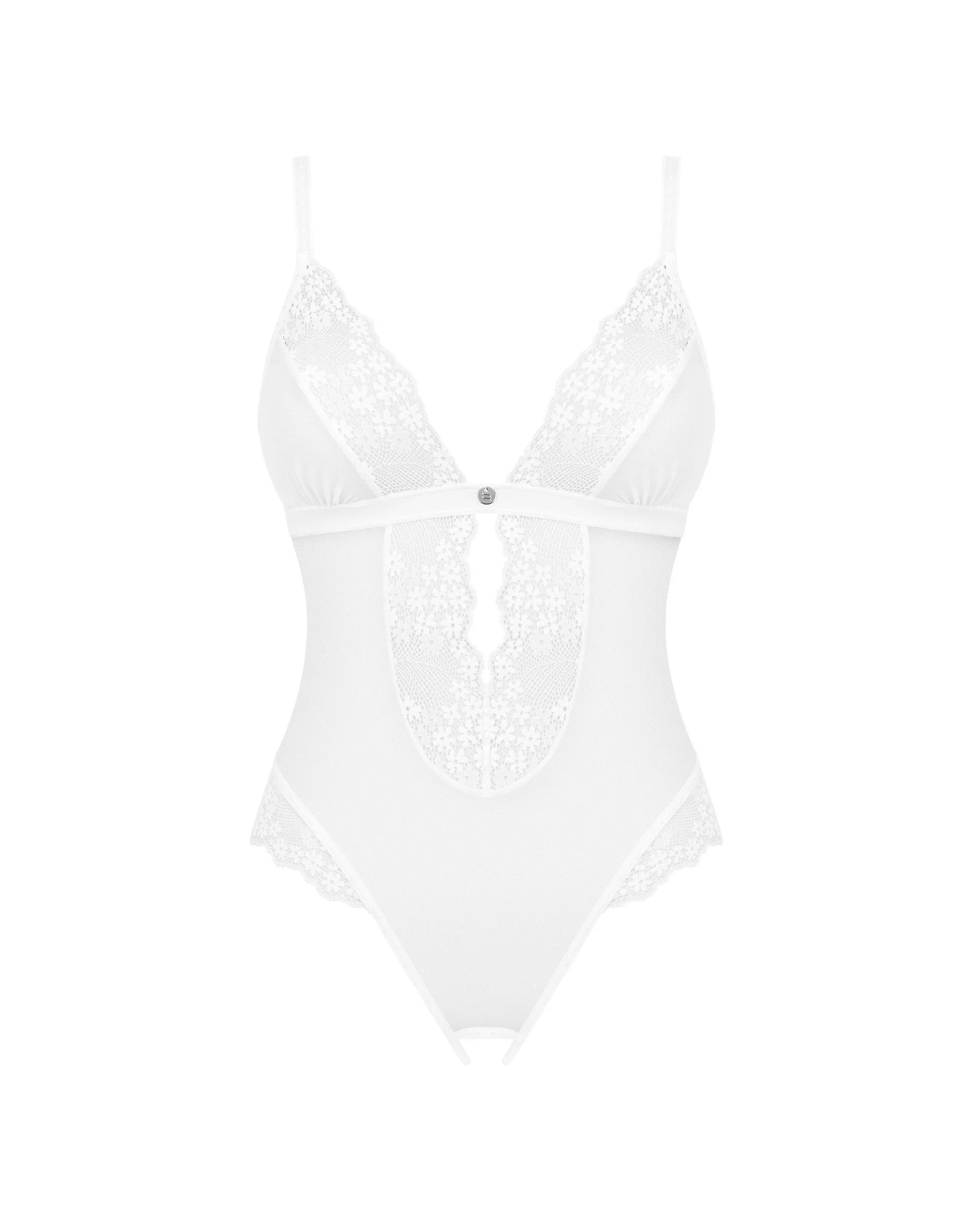 Obsessive Heavenlly Sheer Crotchless Teddy White