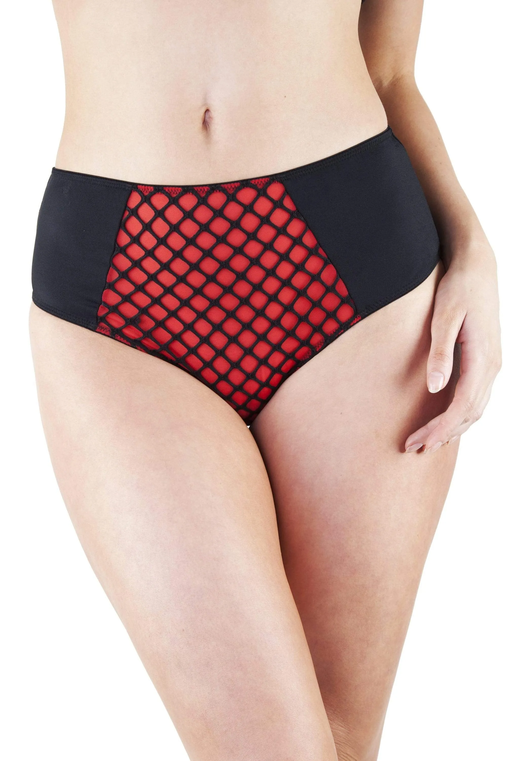 Peek & Beau Callie Red Fishnet High Waist Brief