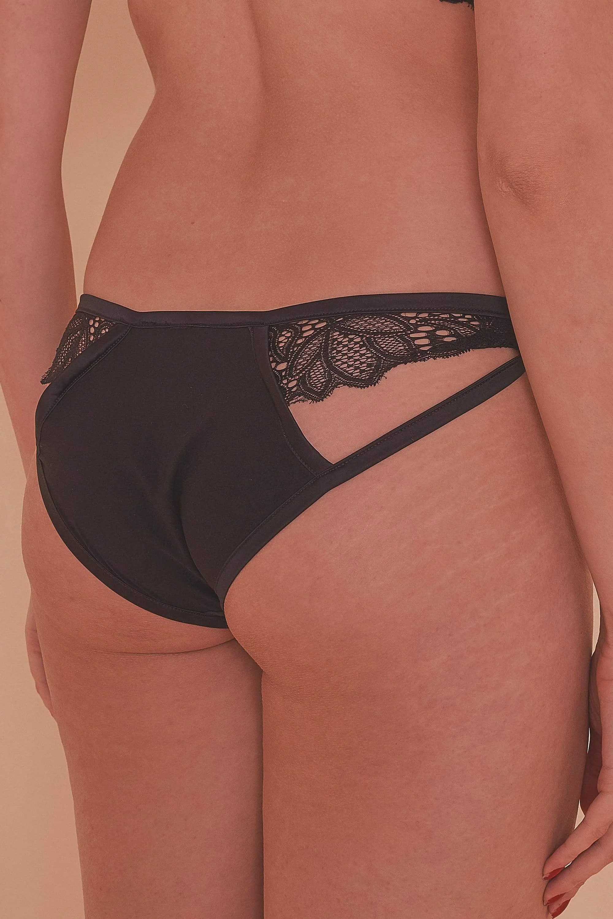 Peek & Beau Ida satin cut out knickers with lace