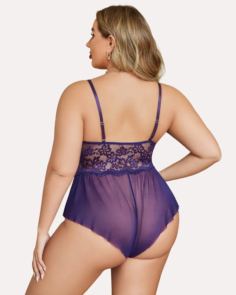 Plus Size Lingerie Lace Bodysuit