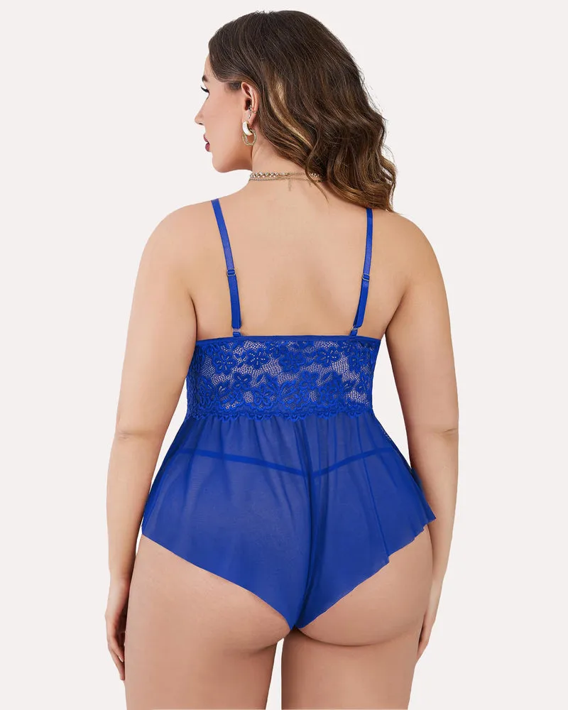 Plus Size Lingerie Lace Bodysuit