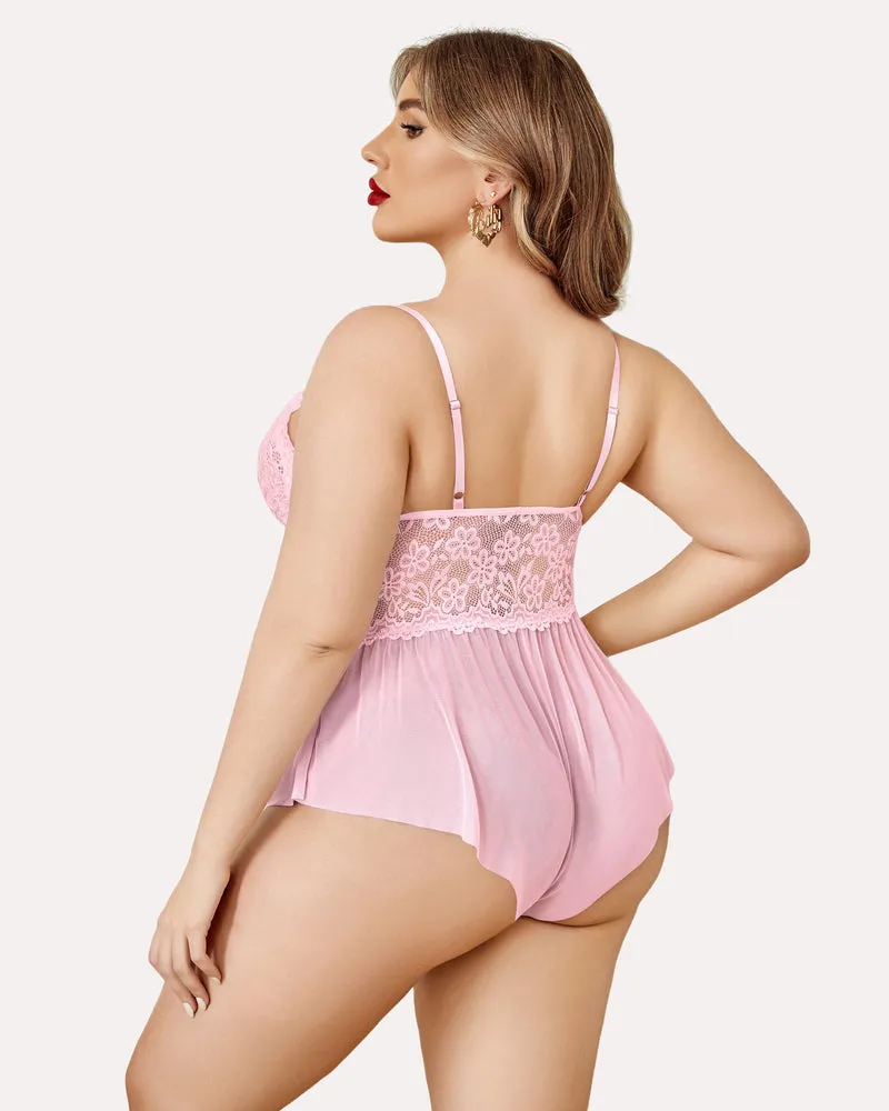 Plus Size Lingerie Lace Bodysuit