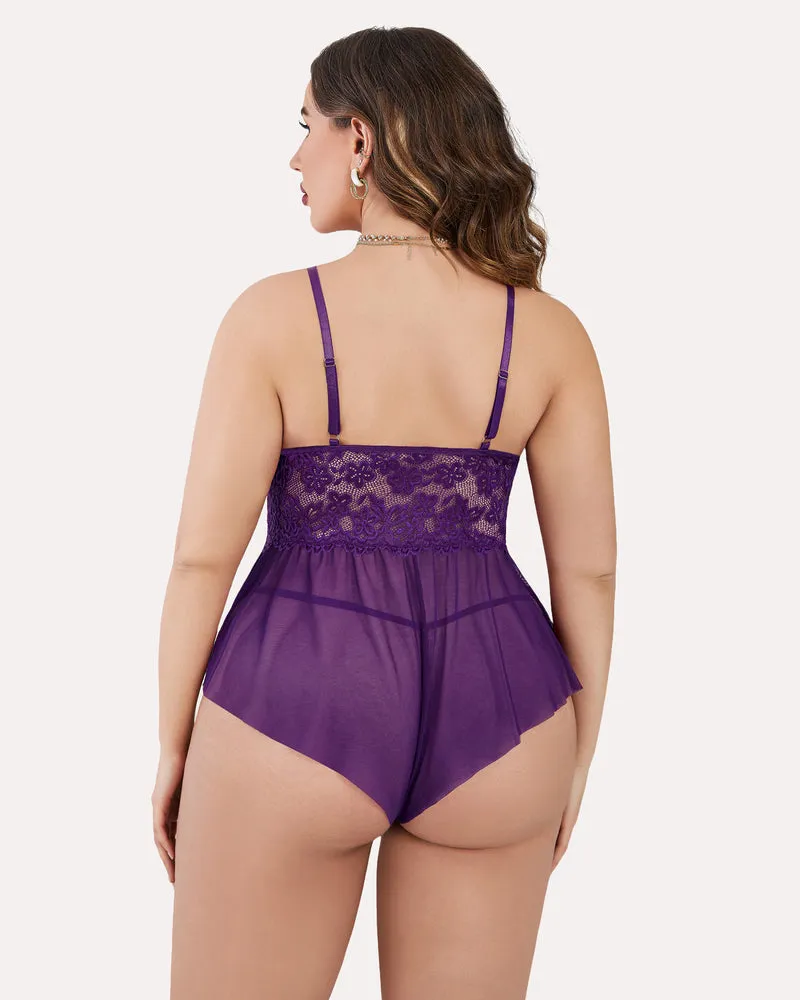 Plus Size Lingerie Lace Bodysuit