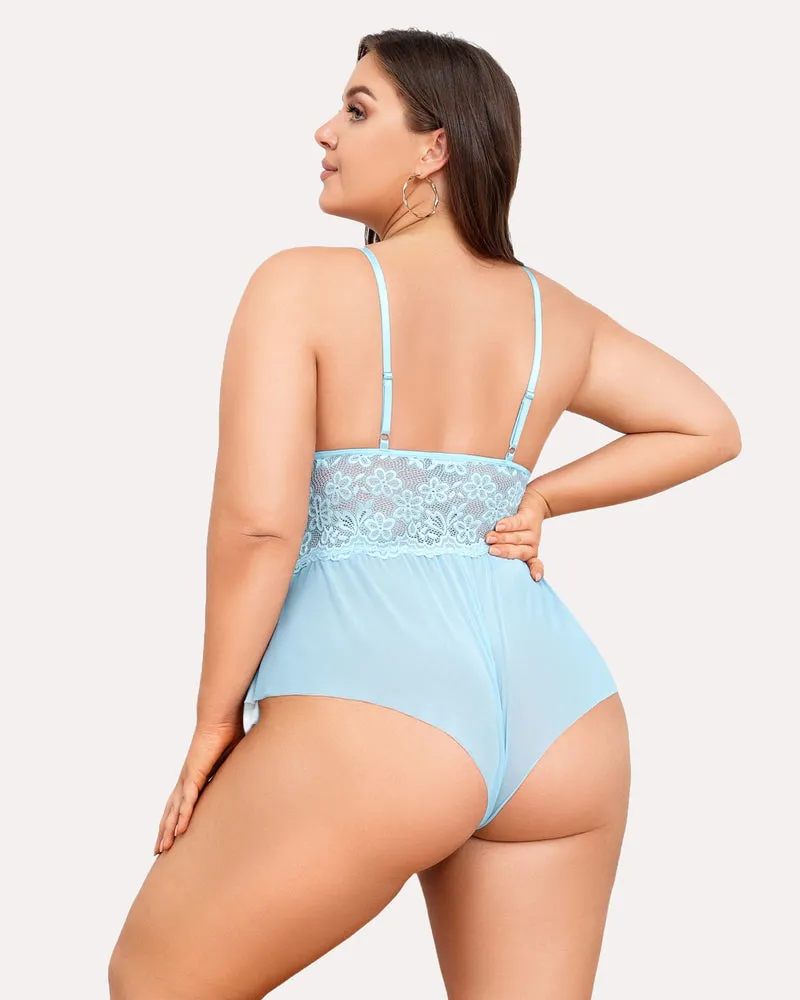 Plus Size Lingerie Lace Bodysuit