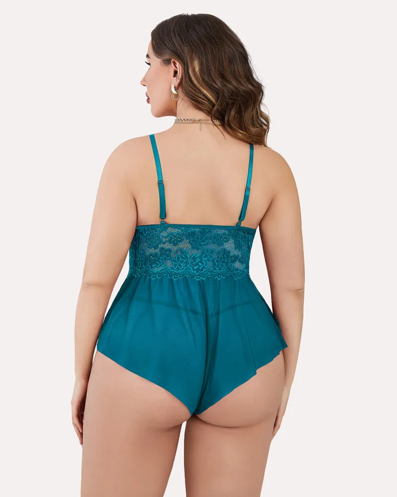 Plus Size Lingerie Lace Bodysuit