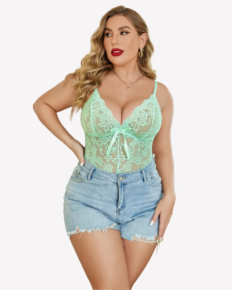 Plus Size Lingerie Lace Bodysuit