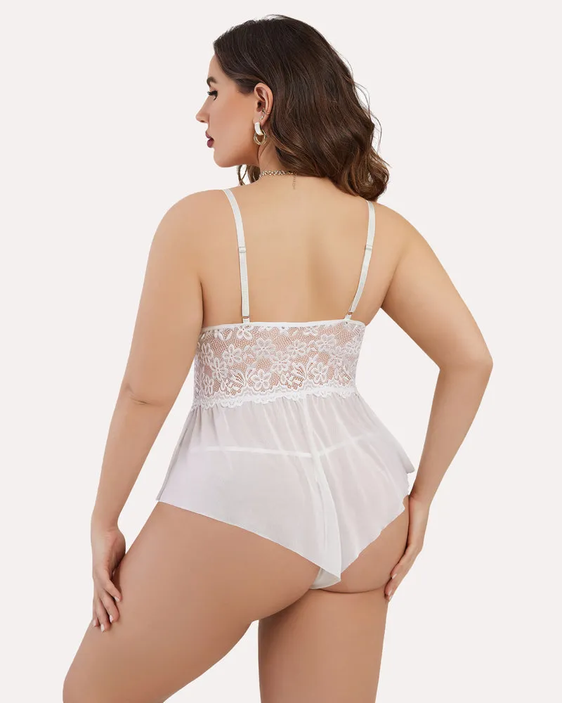 Plus Size Lingerie Lace Bodysuit