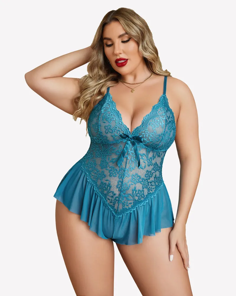 Plus Size Lingerie Lace Bodysuit