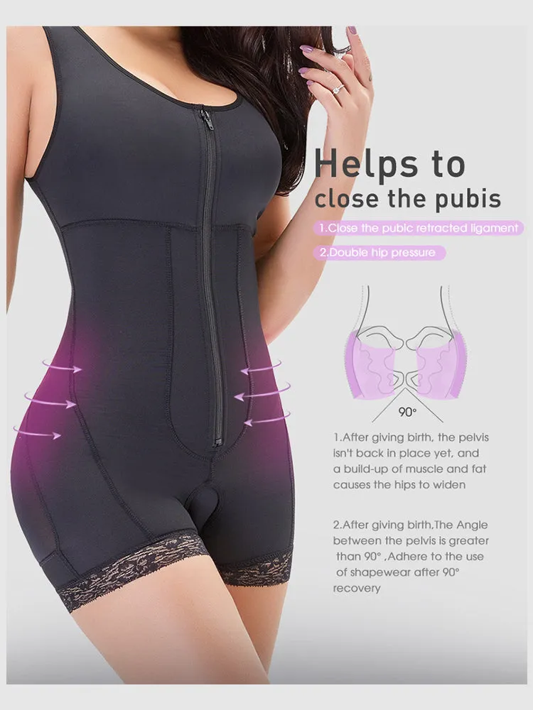 Plus Size Zipper Open Body Shaper Butt Lifter Bodysuits Shapewear