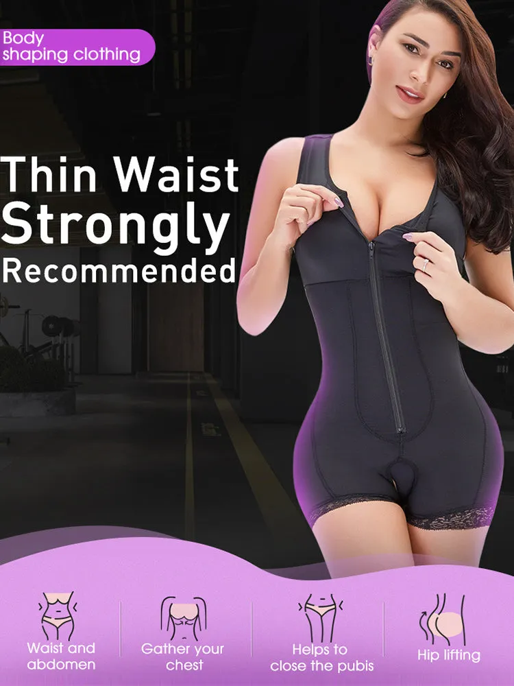 Plus Size Zipper Open Body Shaper Butt Lifter Bodysuits Shapewear