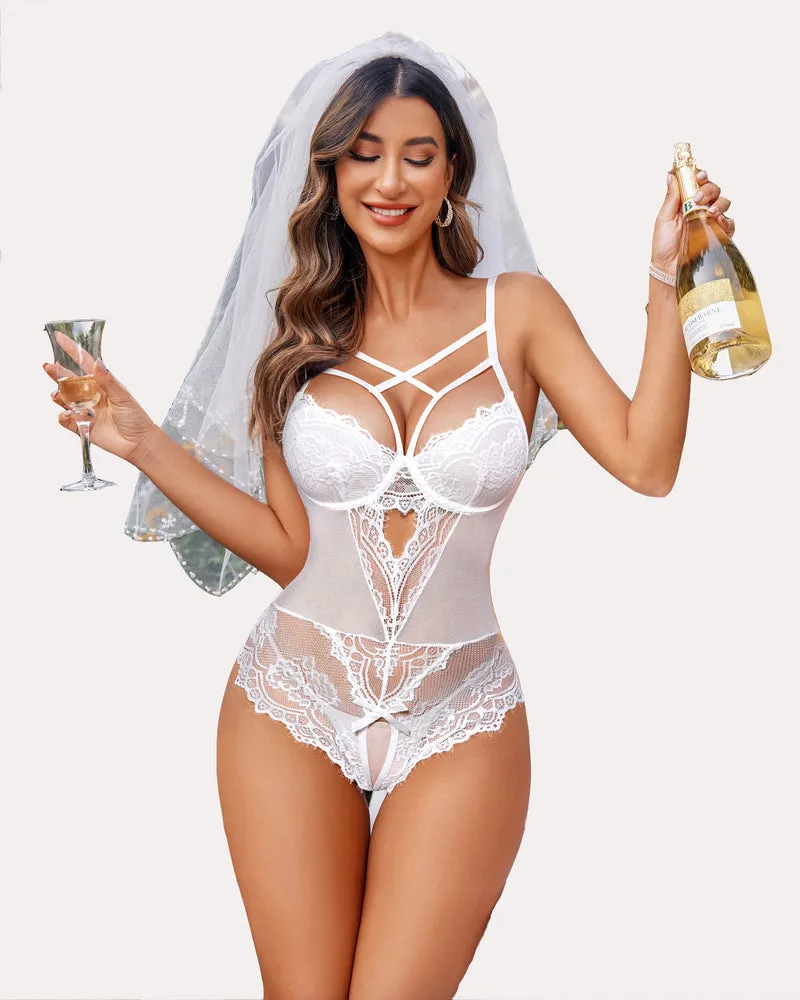 Print Lingerie Floral Lace Bodysuit